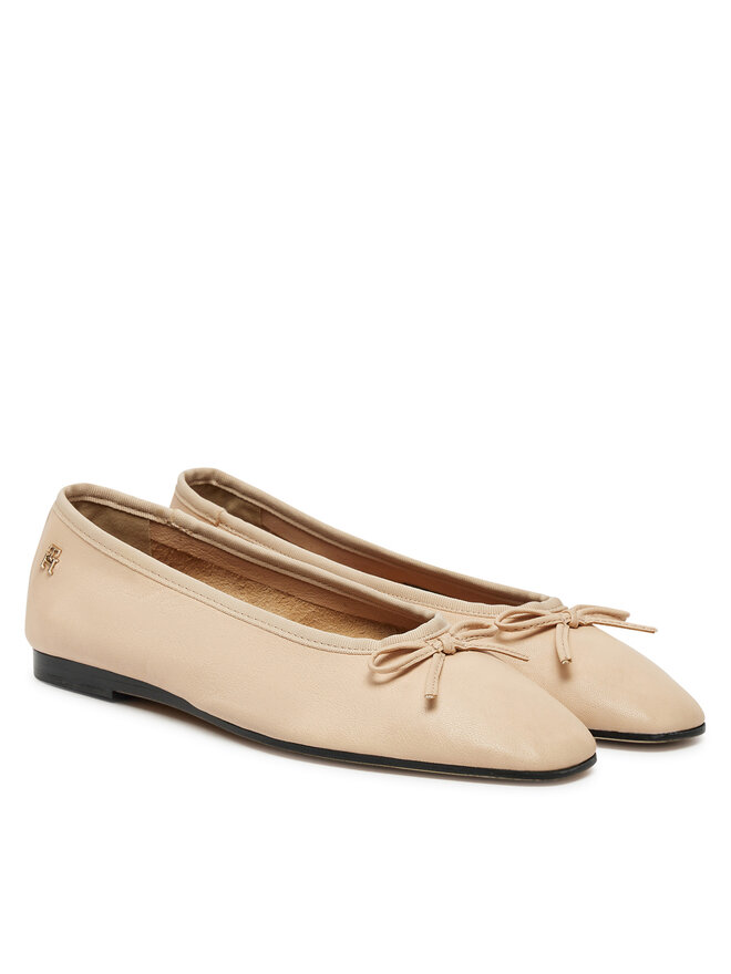 Tommy Hilfiger Балеринки Tommy Hilfiger Soft Leather Ballerina Bow FW0FW08355 Розов
