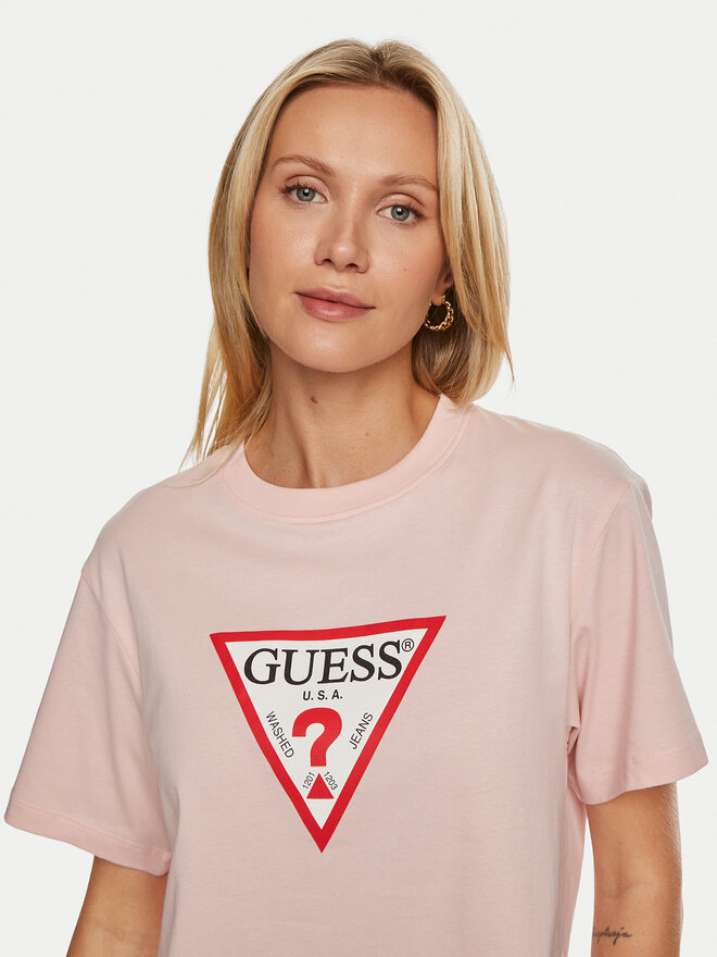 Guess Jeans Guess Jeans Marškinėliai W4YI73 K8HM0 Rožinė Regular Fit