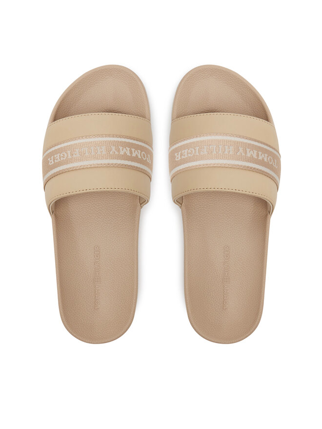 Tommy Hilfiger Pantoletten Tommy Hilfiger Hilfiger Poolside With Webbing FW0FW08529 Beige