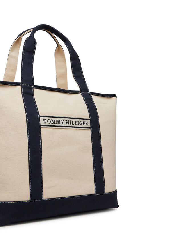 Tommy Hilfiger Torebka Tommy Hilfiger Th Summer Canvas Tote AW0AW17421 Beżowy