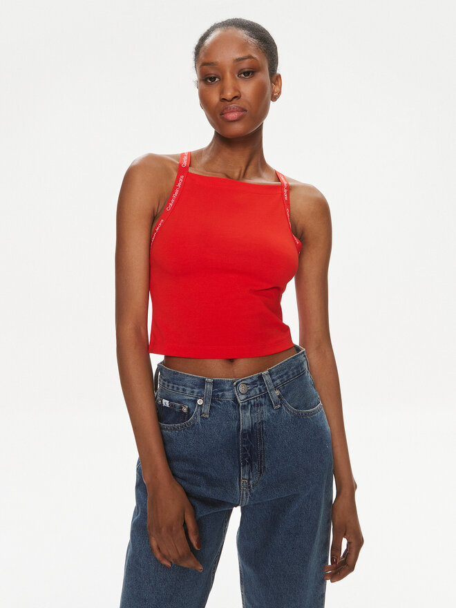 Calvin Klein Jeans Calvin Klein Jeans Felső Logo J20J223110 Piros Slim Fit