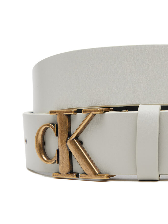 Calvin Klein Jeans Pasek Damski Calvin Klein Jeans Monogram Placque Buckle 30Mm LV04K7002G Biały