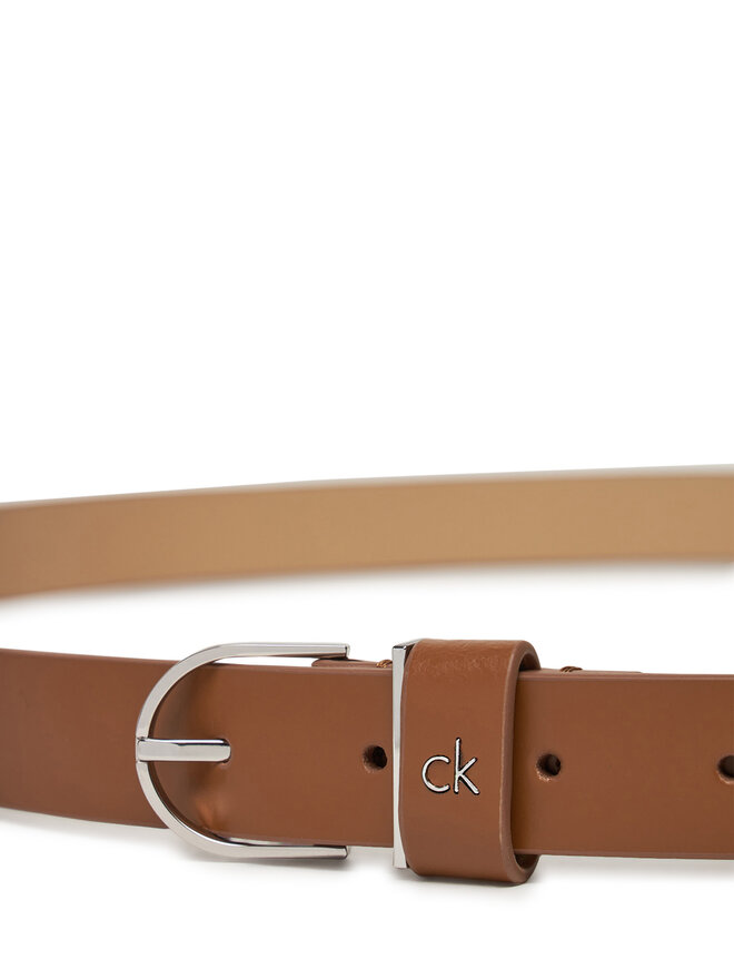 Calvin Klein Pasek Damski Calvin Klein Ck Metal Loop Round Buckle 2.5 K60K613147 Brązowy