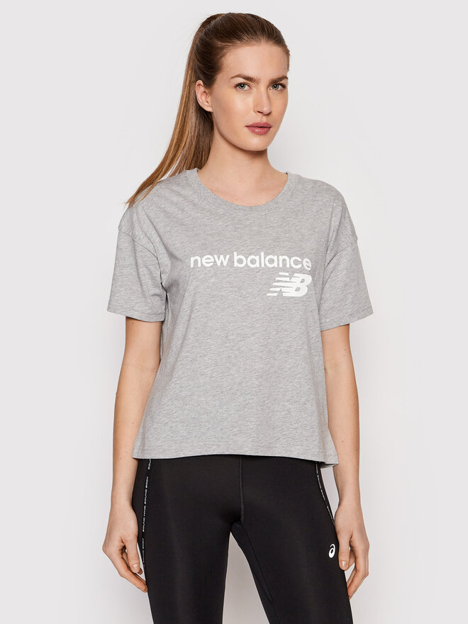 New Balance New Balance Marškinėliai Stacked WT03805 Pilka Relaxed Fit