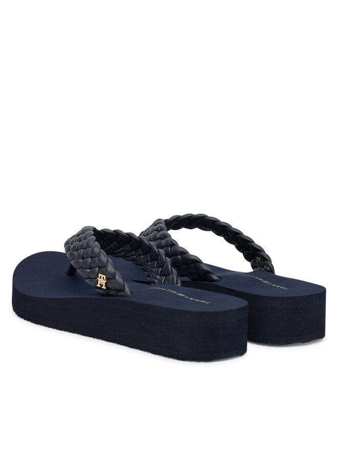 Tommy Hilfiger Σαγιονάρες Tommy Hilfiger Th Wedge Cornrow Beach Sandal FW0FW09037 Σκούρο μπλε