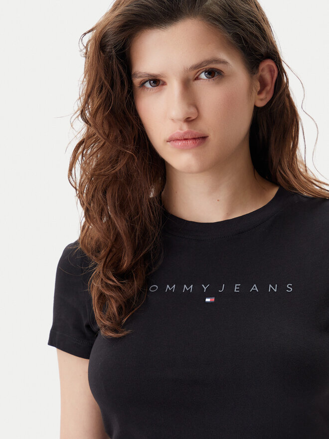 Tommy Jeans Tommy Jeans Marškinėliai Tonal Linear DW0DW20315 Juoda Slim Fit