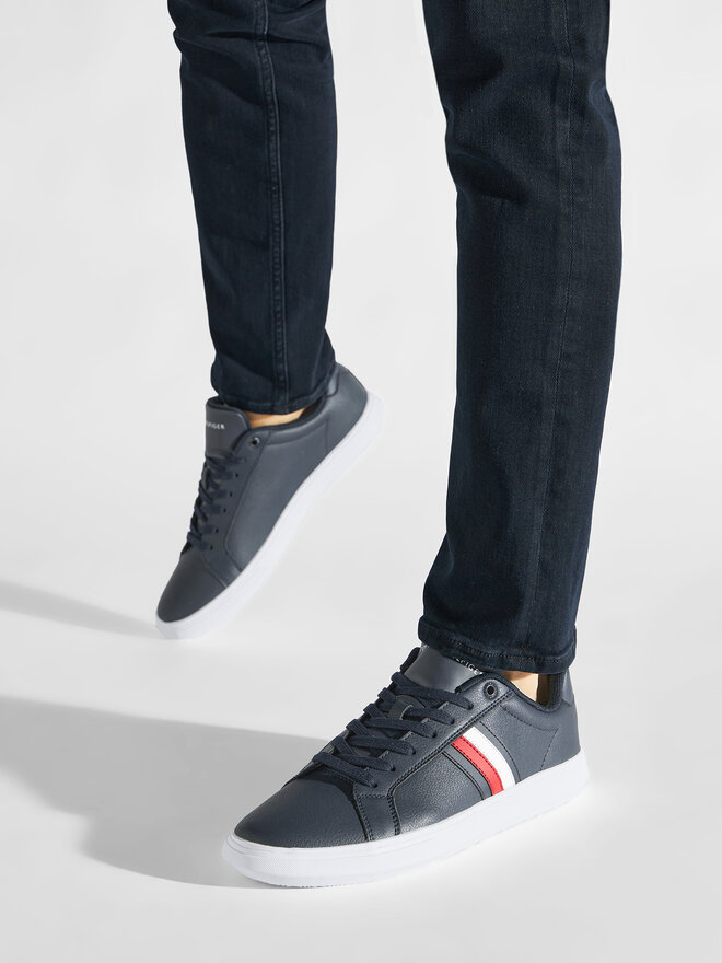 Tommy Hilfiger Snīkeri Tommy Hilfiger Corporate Cup Leather Stripes FM0FM04275 Tumši zils