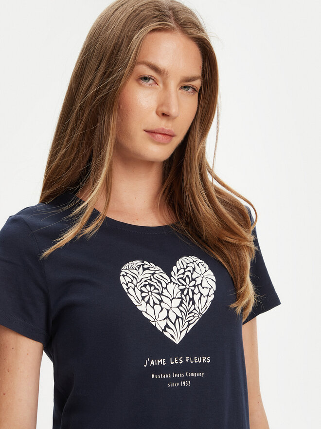 Mustang Mustang T-Shirt Alma 1016156 Dunkelblau Regular Fit