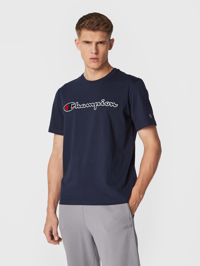 Champion Champion Majica Script Logo Embroidery 218007 Mornarsko modra Regular Fit
