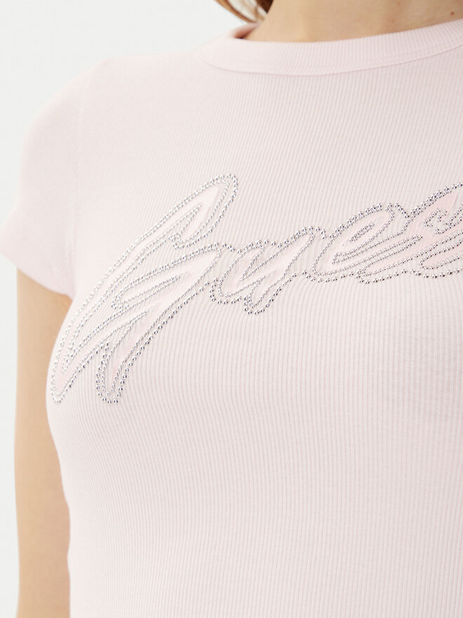 Guess Guess Marškinėliai W5RI68KA0H1 Rožinė Slim Fit