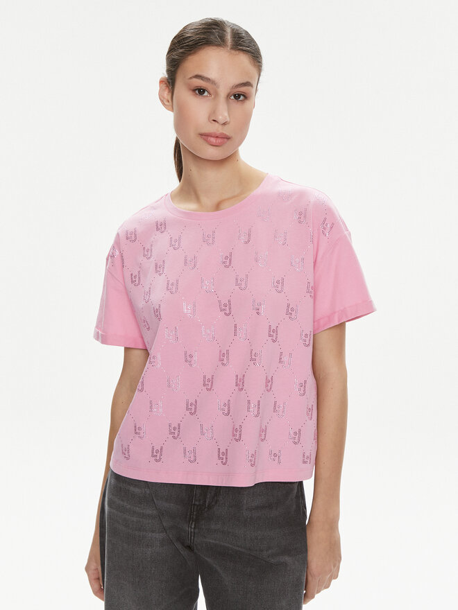 Liu Jo Liu Jo Marškinėliai Moda M/C MA4326 J5904 Rožinė Relaxed Fit
