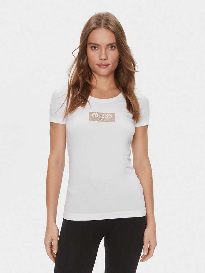 Guess Guess Marškinėliai W4RI33 J1314 Balta Slim Fit
