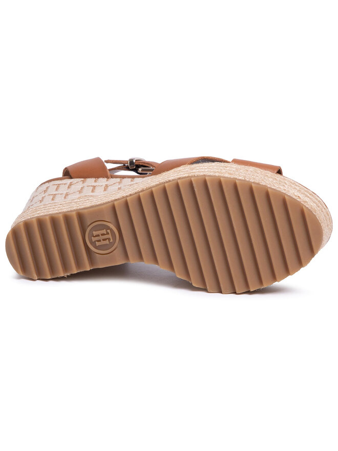 Tommy Hilfiger Espadrilles Tommy Hilfiger Th Raffia High Wedge Sandal FW0FW04842 Braun