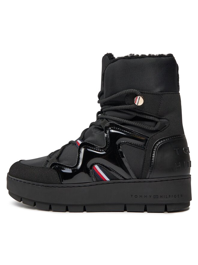 Tommy Hilfiger Schneeschuhe Tommy Hilfiger Patent Snowboot FW0FW07852 Schwarz