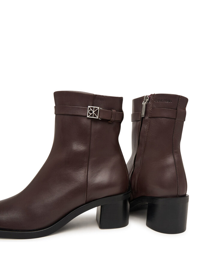 Calvin Klein Stiefeletten Calvin Klein Block Heel Ank Boot Lth Hdw HW0HW03171 Braun