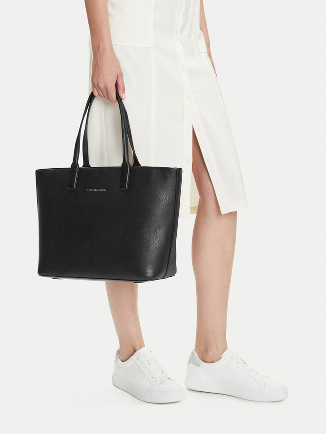 Tommy Hilfiger Kabelka Tommy Hilfiger Th Logotape Tote AW0AW17449 Černá