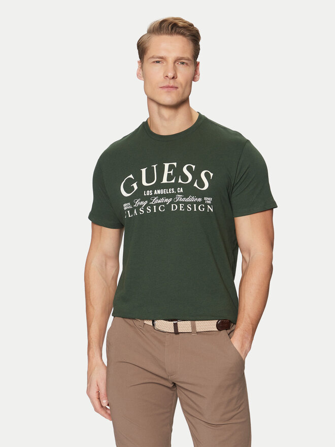 Guess Guess Marškinėliai M5RI43 K9RM1 Žalia Regular Fit
