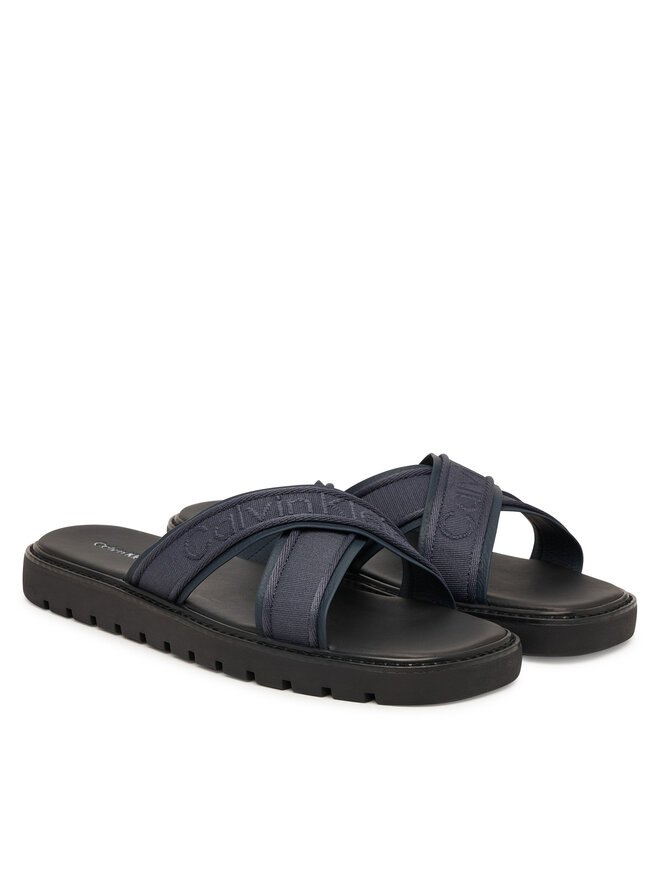 Calvin Klein Pantoletten Calvin Klein Sq Molded Sandal Xcross Wb HM0HM02101 Dunkelblau