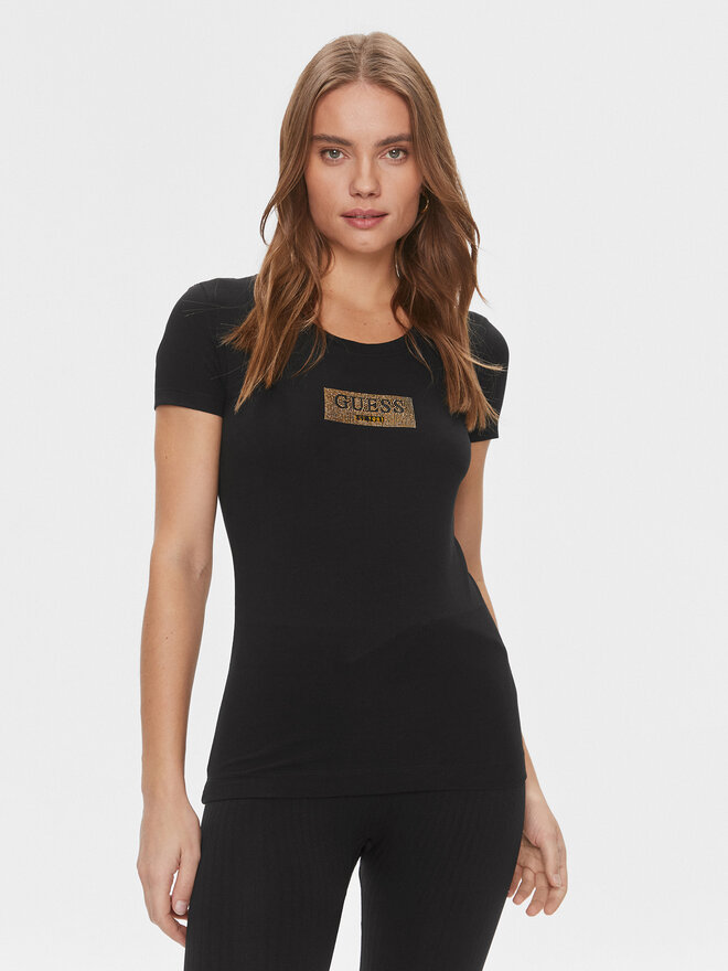 Guess Guess T-Shirt W4RI33 J1314 Μαύρο Slim Fit