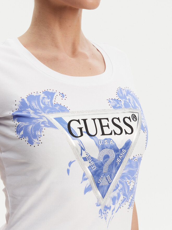 Guess Guess Marškinėliai W5GI08 J1314 Balta Slim Fit