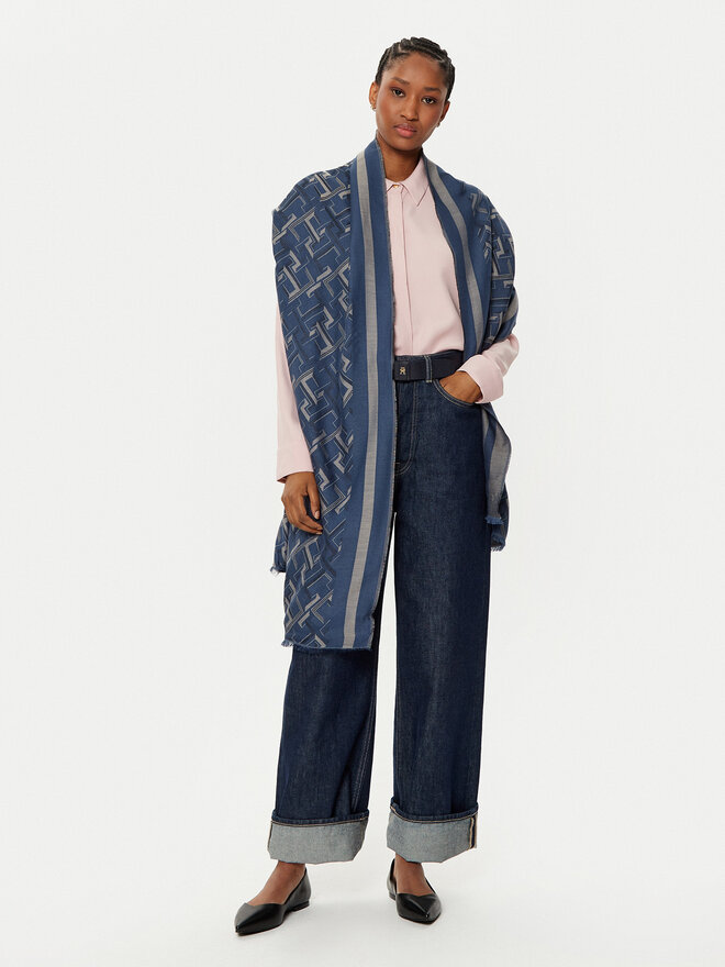 Tommy Hilfiger Шаль Tommy Hilfiger Distinct Jacquard Scarf AW0AW16372 Голубий