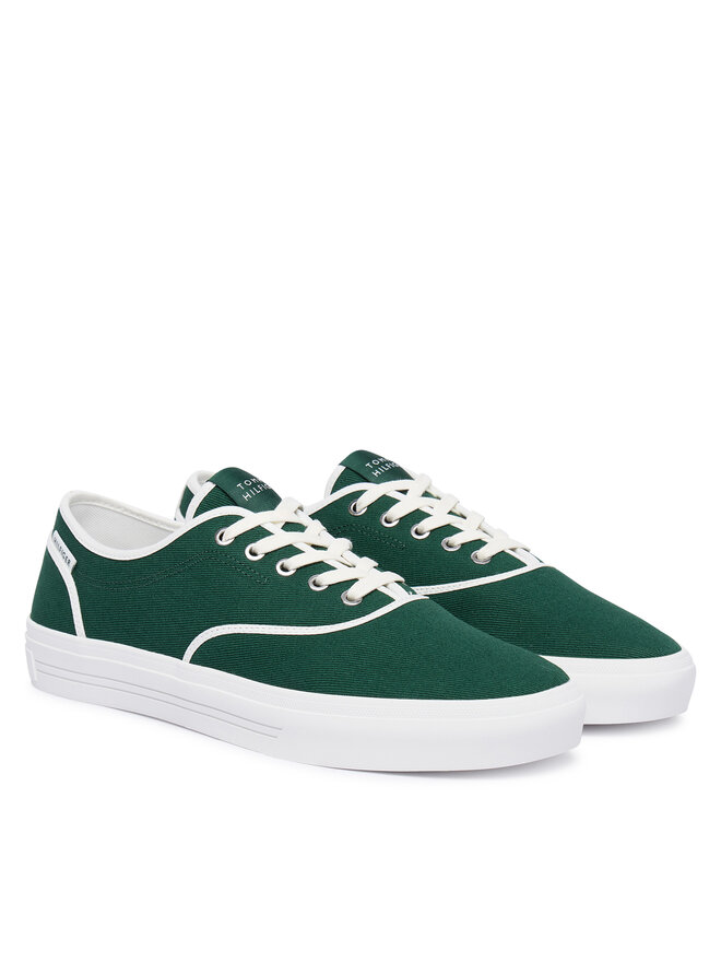 Tommy Hilfiger Sneakers aus Stoff Tommy Hilfiger Th Vulc Cup Long Lace Canvas FM0FM05874 Grün
