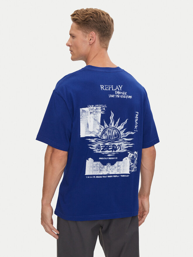 REPLAY Replay T-Shirt M6990 .000.23454 Blau Loose Fit