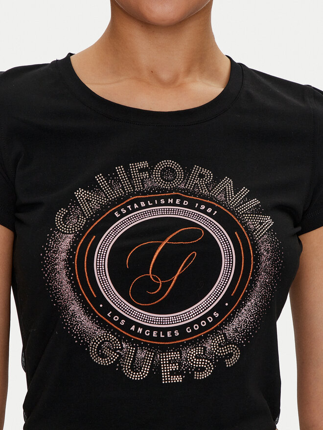 Guess Guess Marškinėliai Logo W4YI24 J1314 Juoda Slim Fit