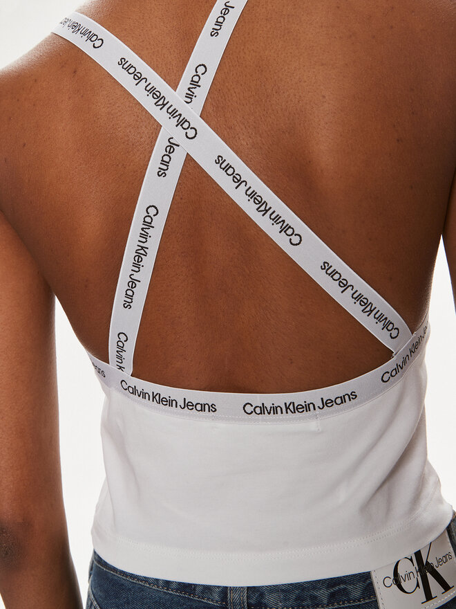 Calvin Klein Jeans Calvin Klein Jeans Top Logo J20J223110 Weiß Slim Fit