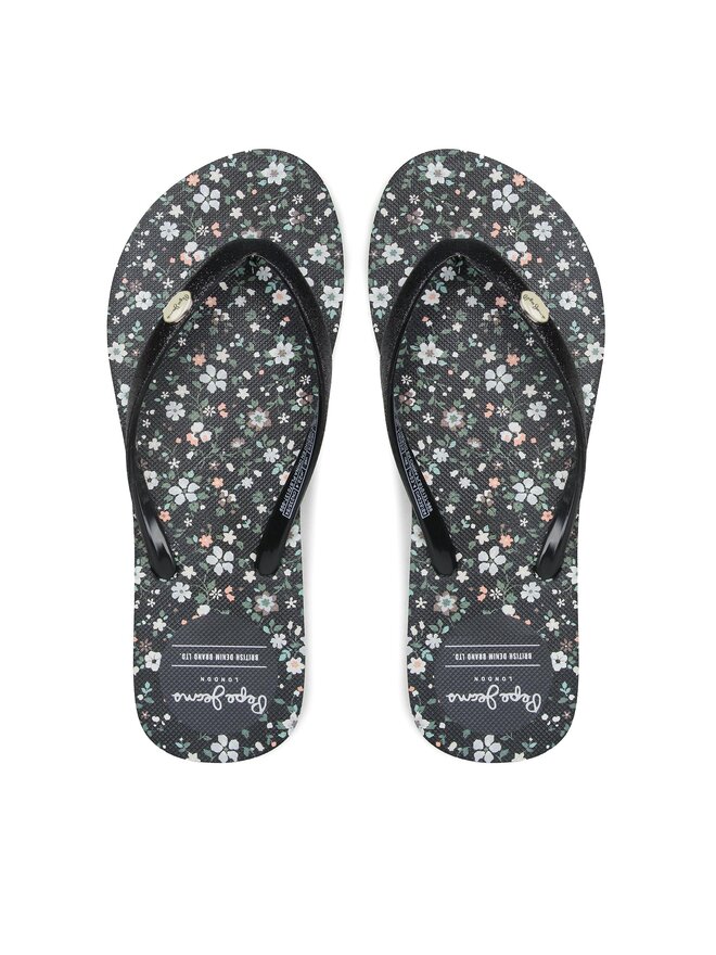 Pepe Jeans Šlepetės per pirštą Pepe Jeans Rake Garden Night PLS70137 Juoda