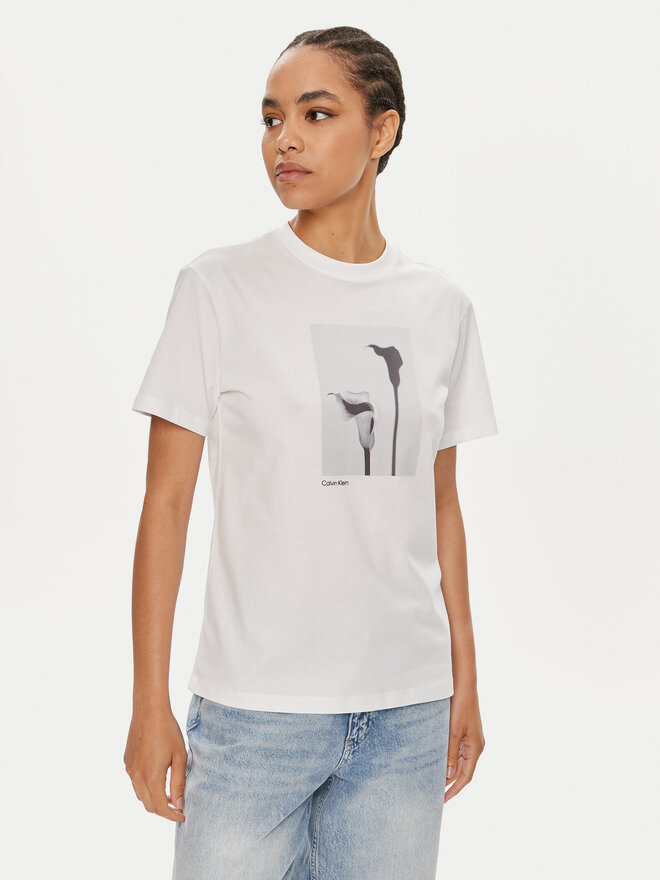 Calvin Klein Calvin Klein Футболка B&W Flower K20K207579 Білий Regular Fit