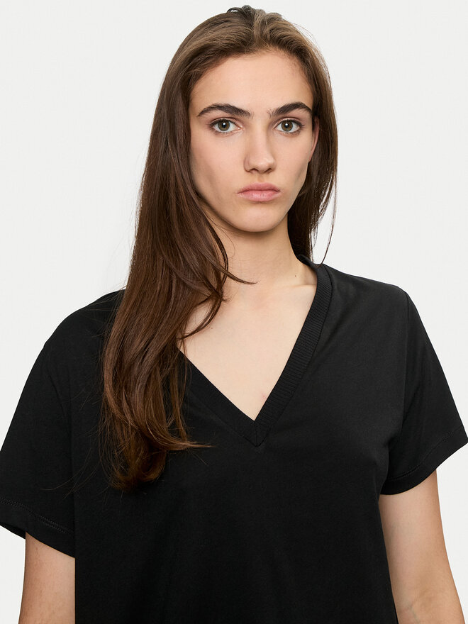 Sisley Sisley Póló 3QU4L400L Fekete Regular Fit