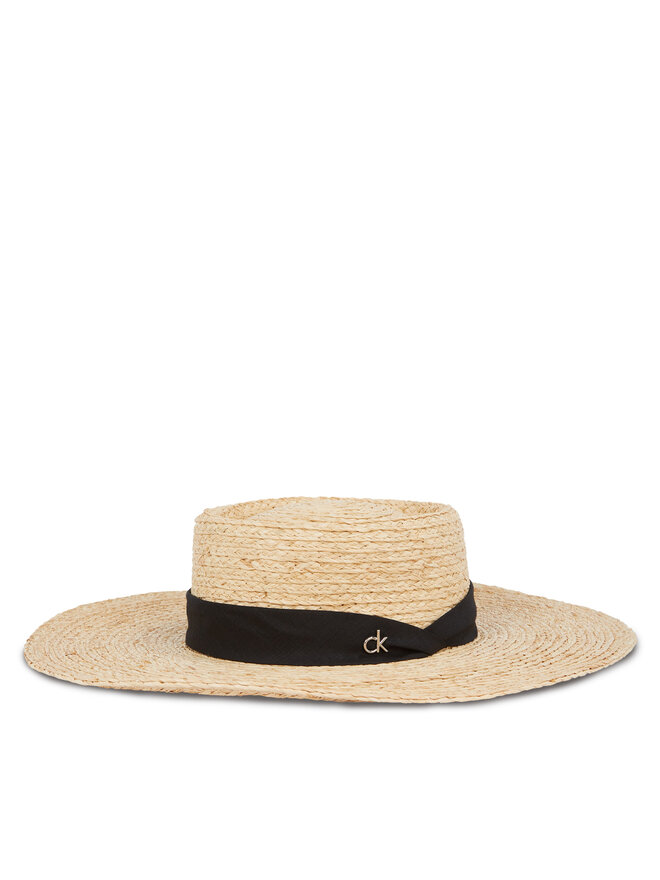 Calvin Klein Kapelusz Calvin Klein Ck Metal Linen Band Straw Hat K60K612915 Beżowy
