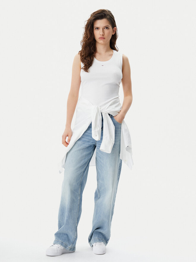 Tommy Jeans Tommy Jeans Felső Essential DW0DW20673 Fehér Slim Fit