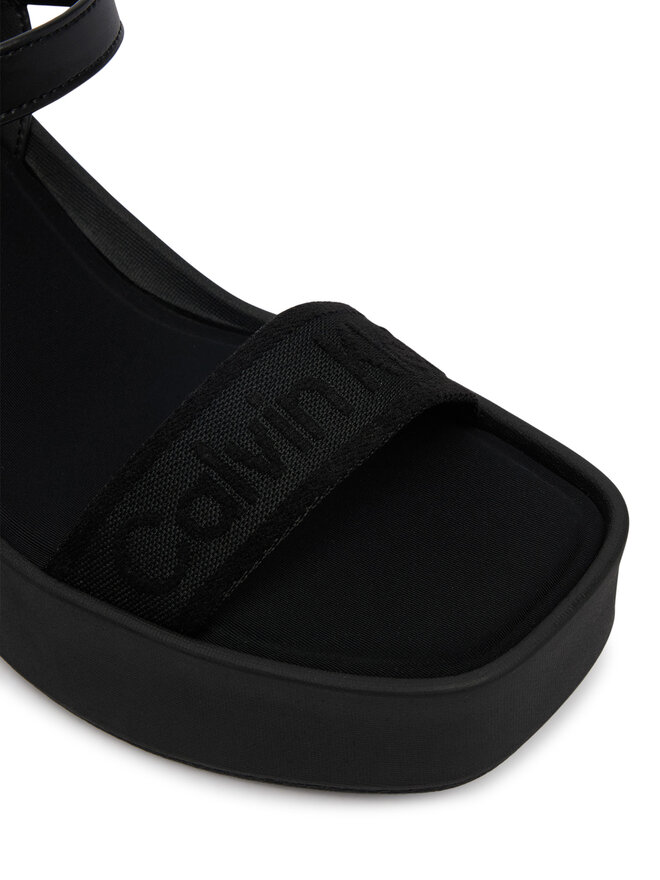 Calvin Klein Sandalen Calvin Klein Wedge 70 Sndl Webbing Lth HW0HW02882 Schwarz
