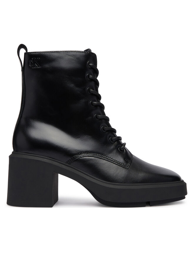 Calvin Klein Schnürschuhe Calvin Klein Block Heel Ank Boot Laceup Lth HW0HW03174 Schwarz