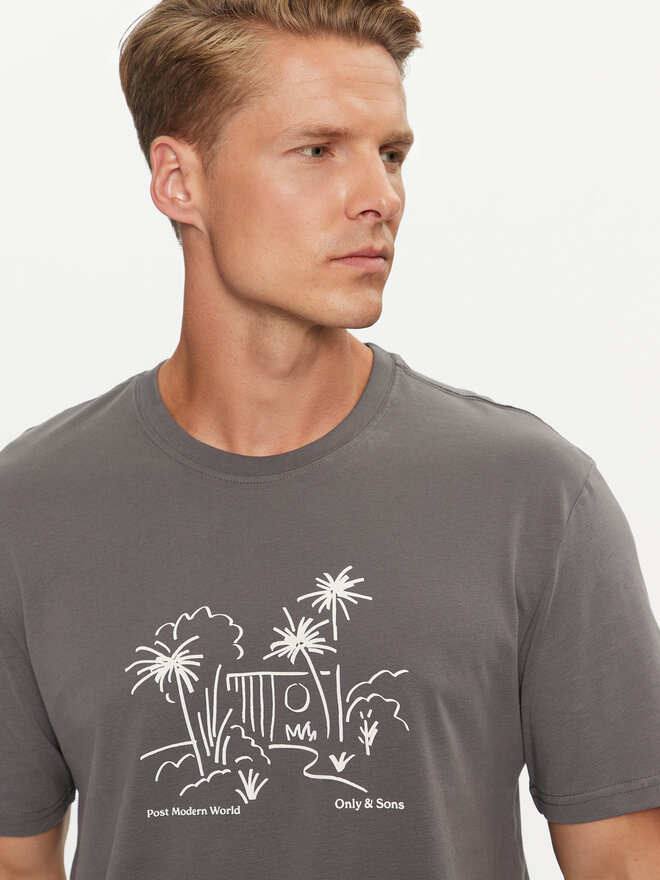 Only & Sons Only & Sons Marškinėliai Augie 22030575 Pilka Regular Fit