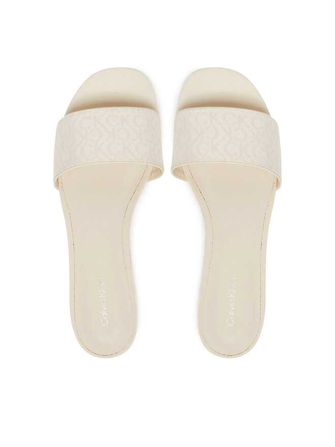 Calvin Klein Pantoletten Calvin Klein Flat Slide Jacq HW0HW02388 Écru
