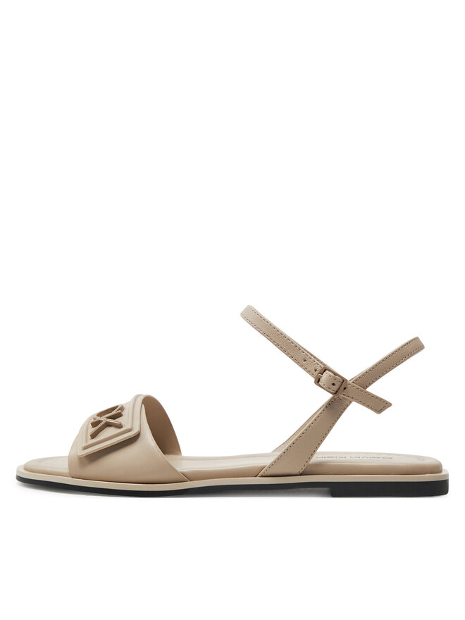 Calvin Klein Sandály Calvin Klein Flat Sandal Relock Lth HW0HW01942 Écru