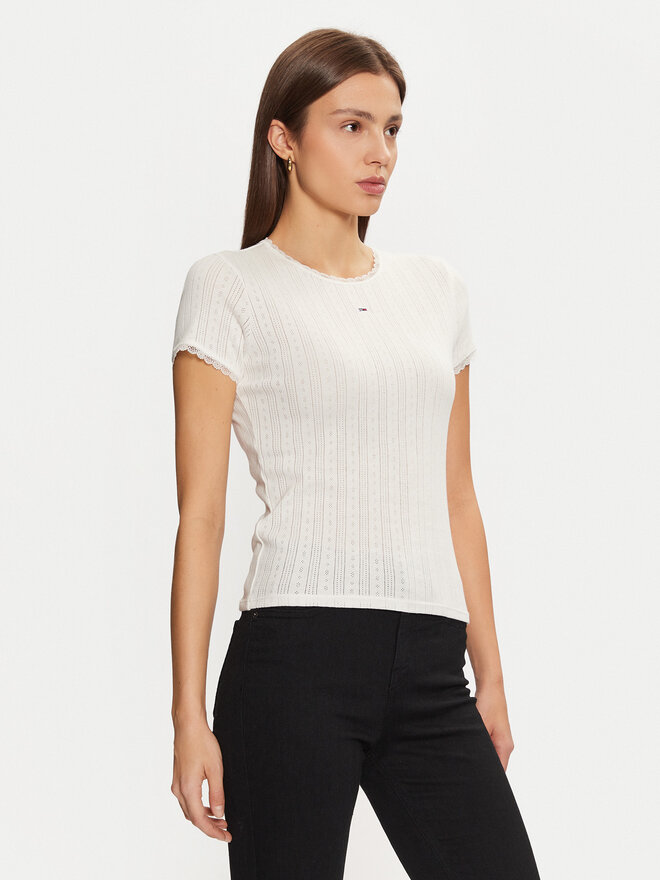 Tommy Jeans Tommy Jeans Marškinėliai DW0DW19493 Écru Slim Fit