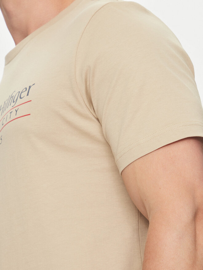 Tommy Hilfiger Tommy Hilfiger Camiseta Center Stack MW0MW38621 Beis Regular Fit