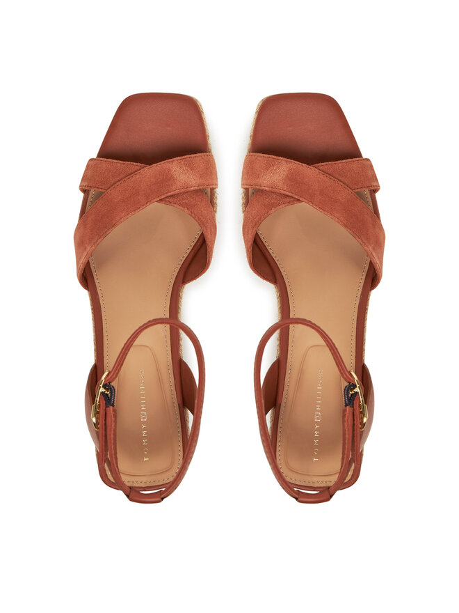 Tommy Hilfiger Espadrile Tommy Hilfiger Leather & Suede Mid Wedge Espad FW0FW08804 Rjava