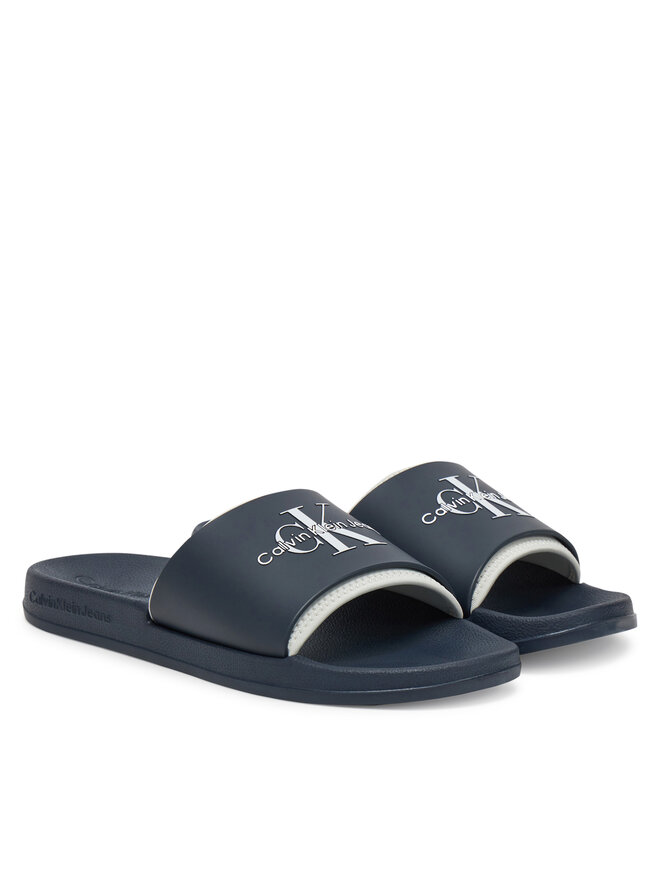 Calvin Klein Jeans Чехли Calvin Klein Jeans Slide Rubber Neoprene Monologo YM0YM00361 Тъмносин