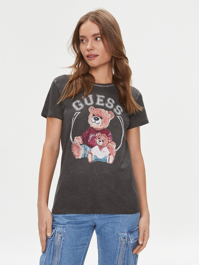 Guess Guess Marškinėliai W4RI86 K9SN1 Juoda Regular Fit
