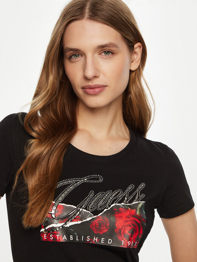 Guess Guess Marškinėliai W5RI03 J1314 Juoda Regular Fit