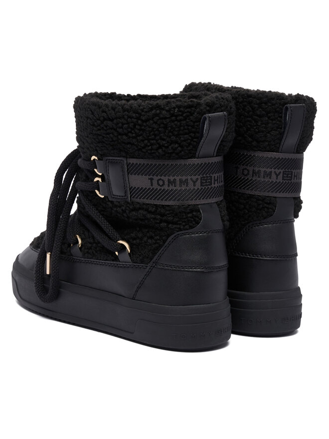 Tommy Hilfiger Schneeschuhe Tommy Hilfiger Faux Shearling Snowboot FW0FW08788 Schwarz