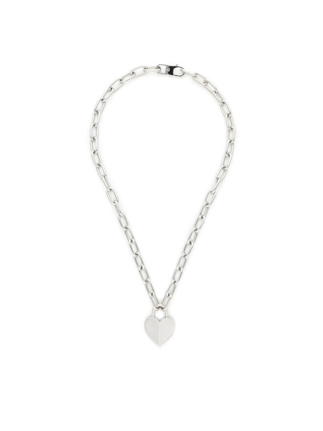 Fossil Naszyjnik Fossil Harlow Linear Texture Heart JF04657040 Srebrny