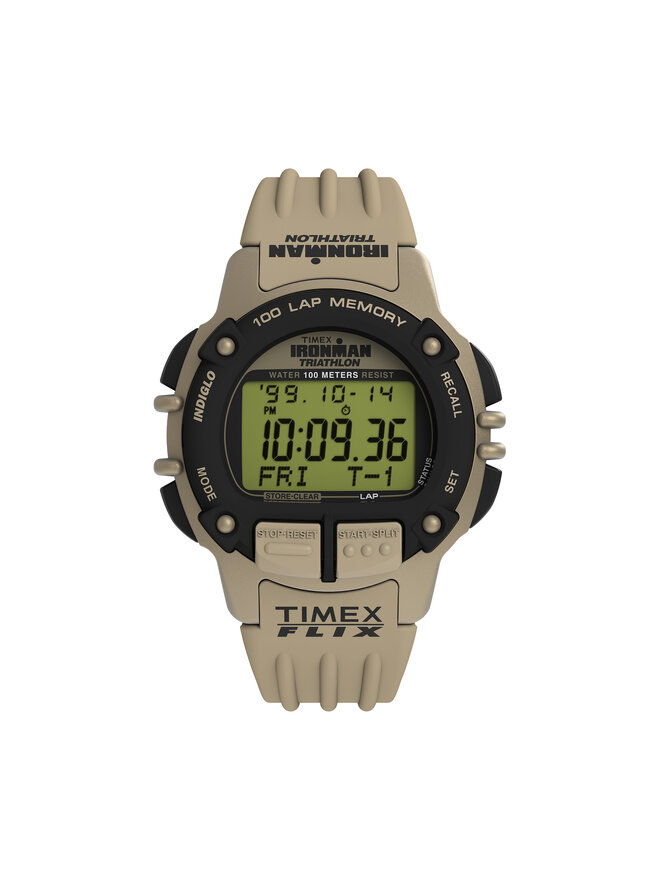 Годинник Timex Ironman Flix 100 Lap TW5M63100 Бежевий | evzuttya