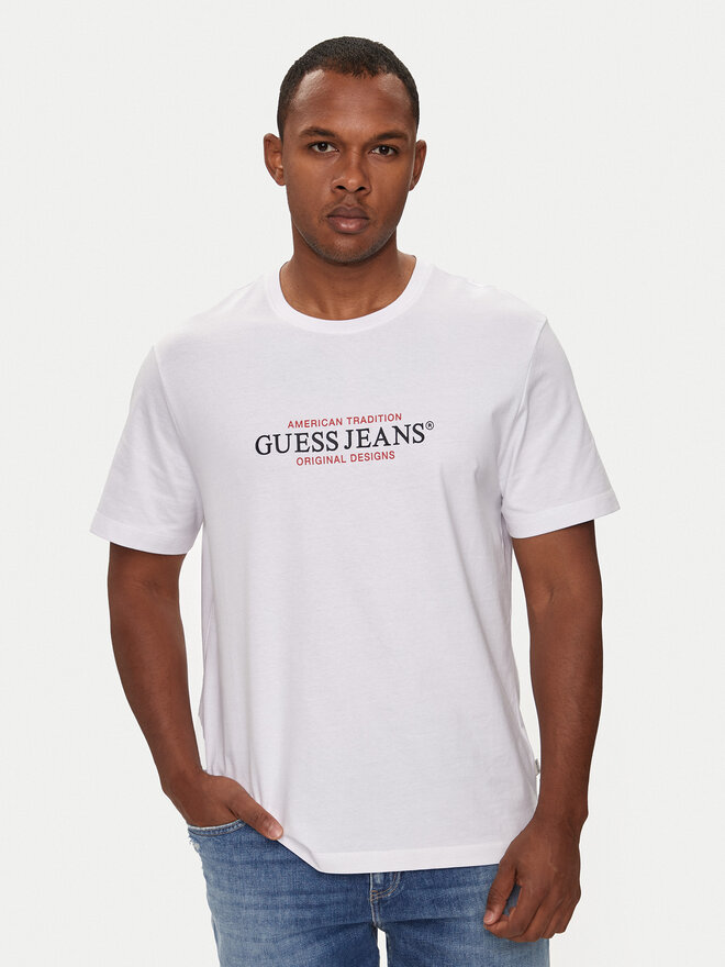 Guess Jeans Guess Jeans Marškinėliai M4YI42 K8FQ4 Balta Regular Fit