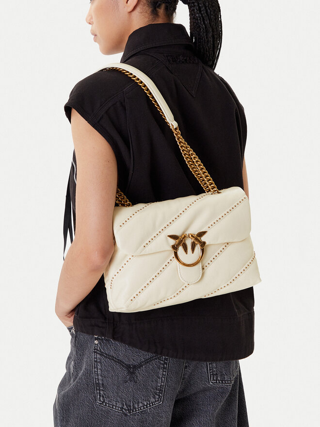 PINKO Handtasche PINKO Love Puff Classic Cl PE 25 PLTT 100038 A26T Écru